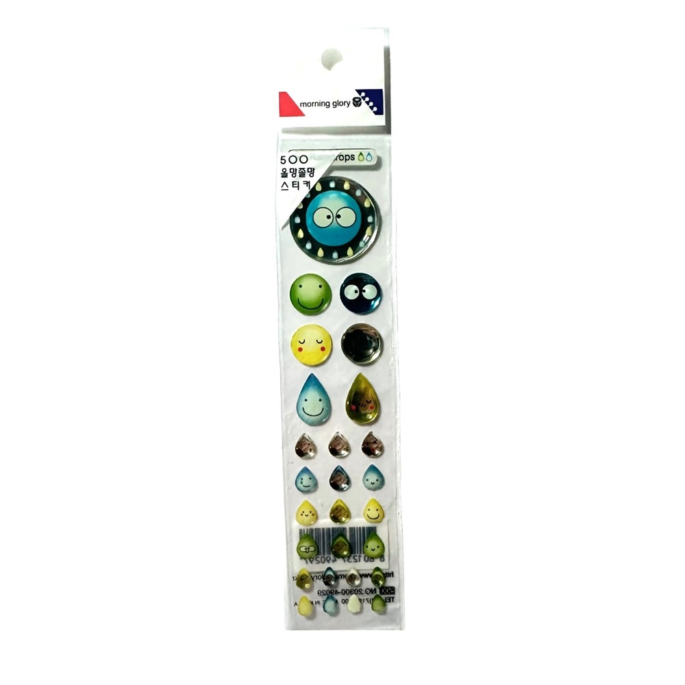 Vintage Morning Glory Korea ‘500’ Come And Go Sticker Sheet 3D Resin Raindrops